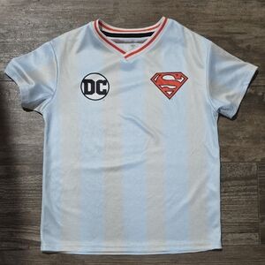 NWOT DC Superman Kids Jersey - Light Blue and Gray Stripe